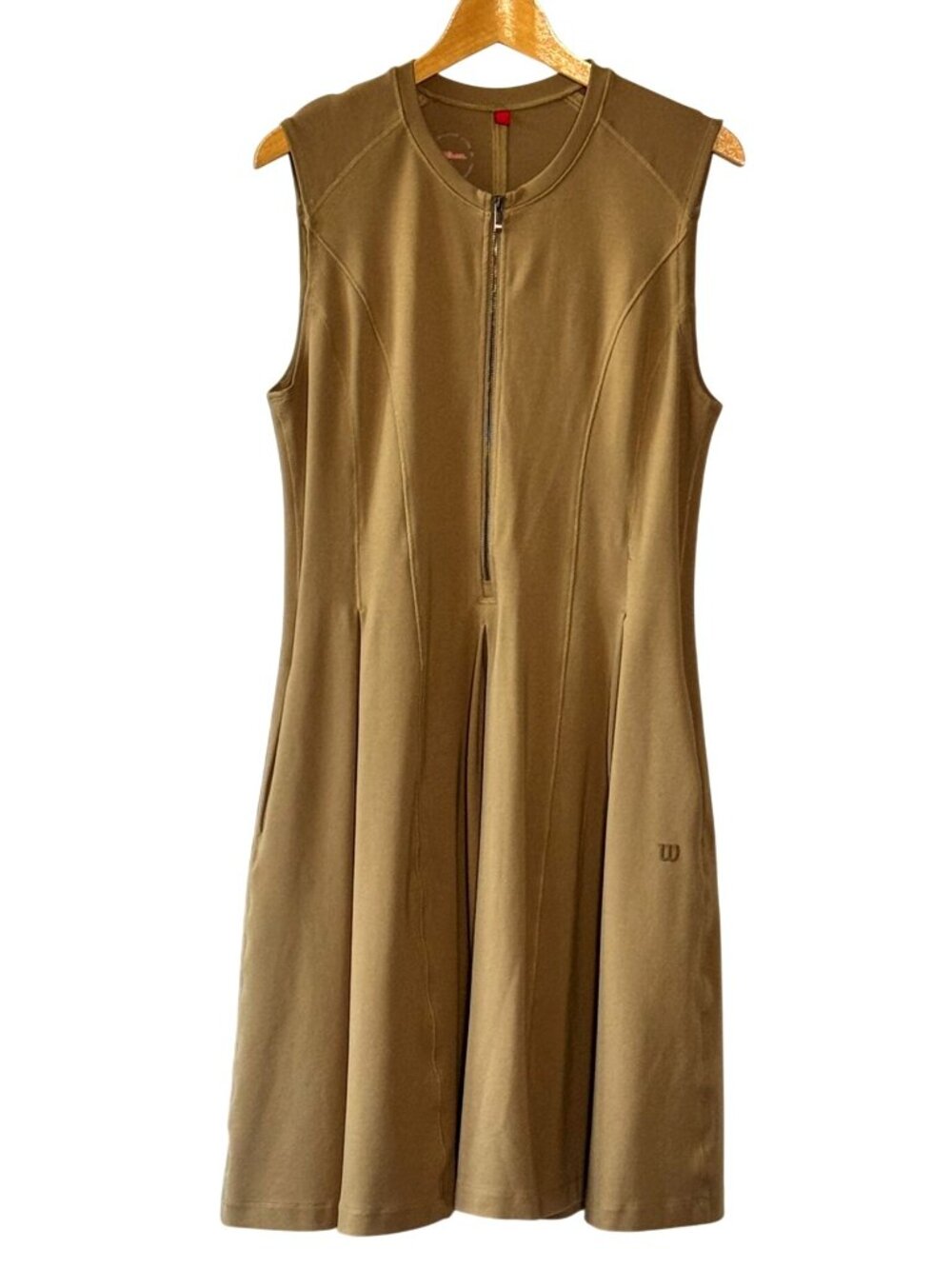Wilson Sleeveless Dress With Front Zipper In Khaki - Stretch Fabric - XL